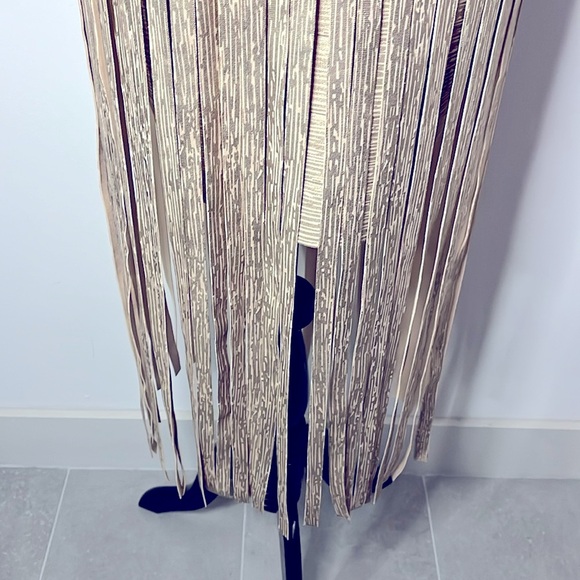 BEBE CHAMPAGNE BANDAGE FRINGE MAXI DRESS ✨✨✨ - Picture 10 of 12